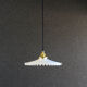 Suspension in white opaline crenellated edges with new cable and new brass socket