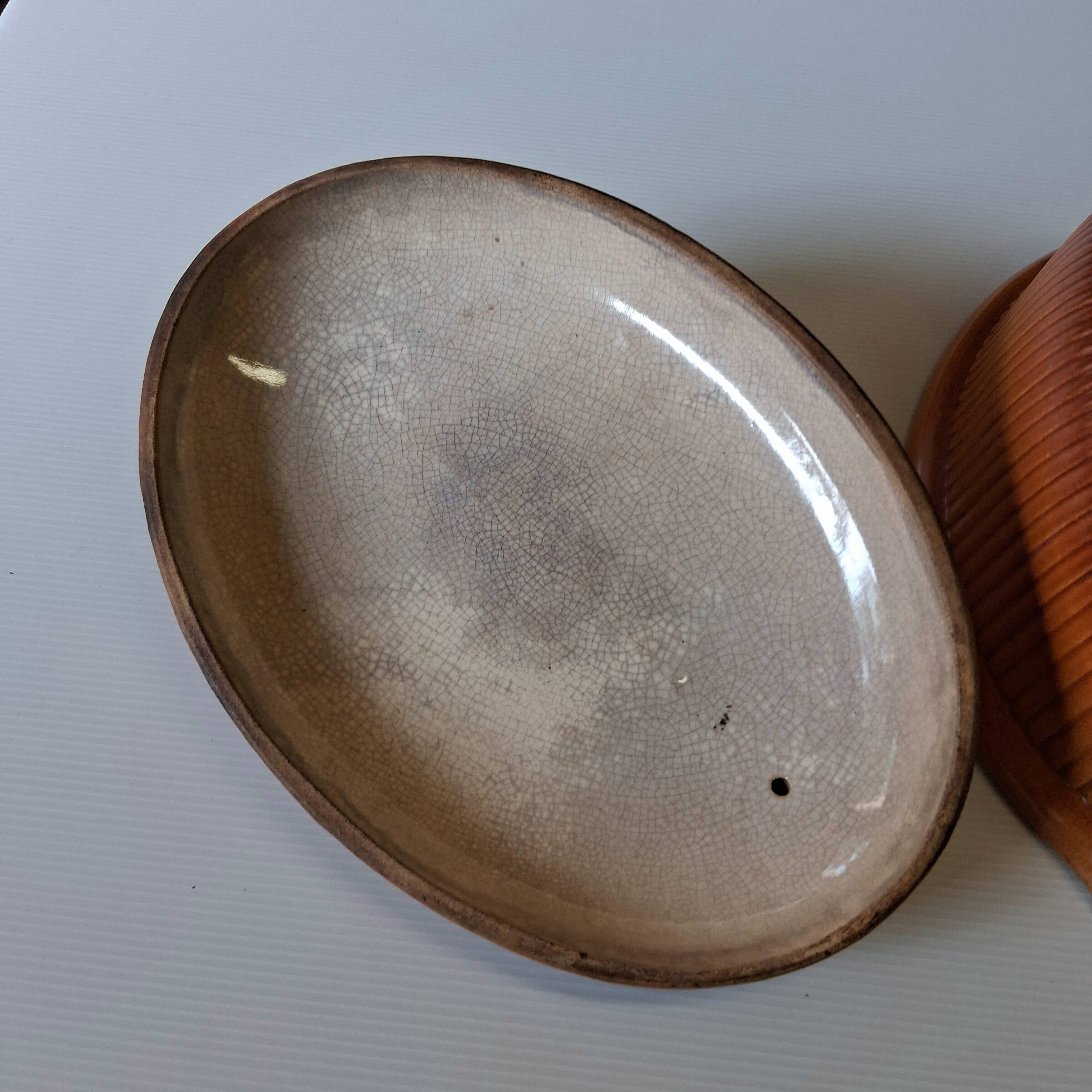 Very nice pheasant terrine dish / casserole with majolica lid.