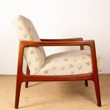 Pair of Scandinavian armchairs in teak and new fabric, 1960.