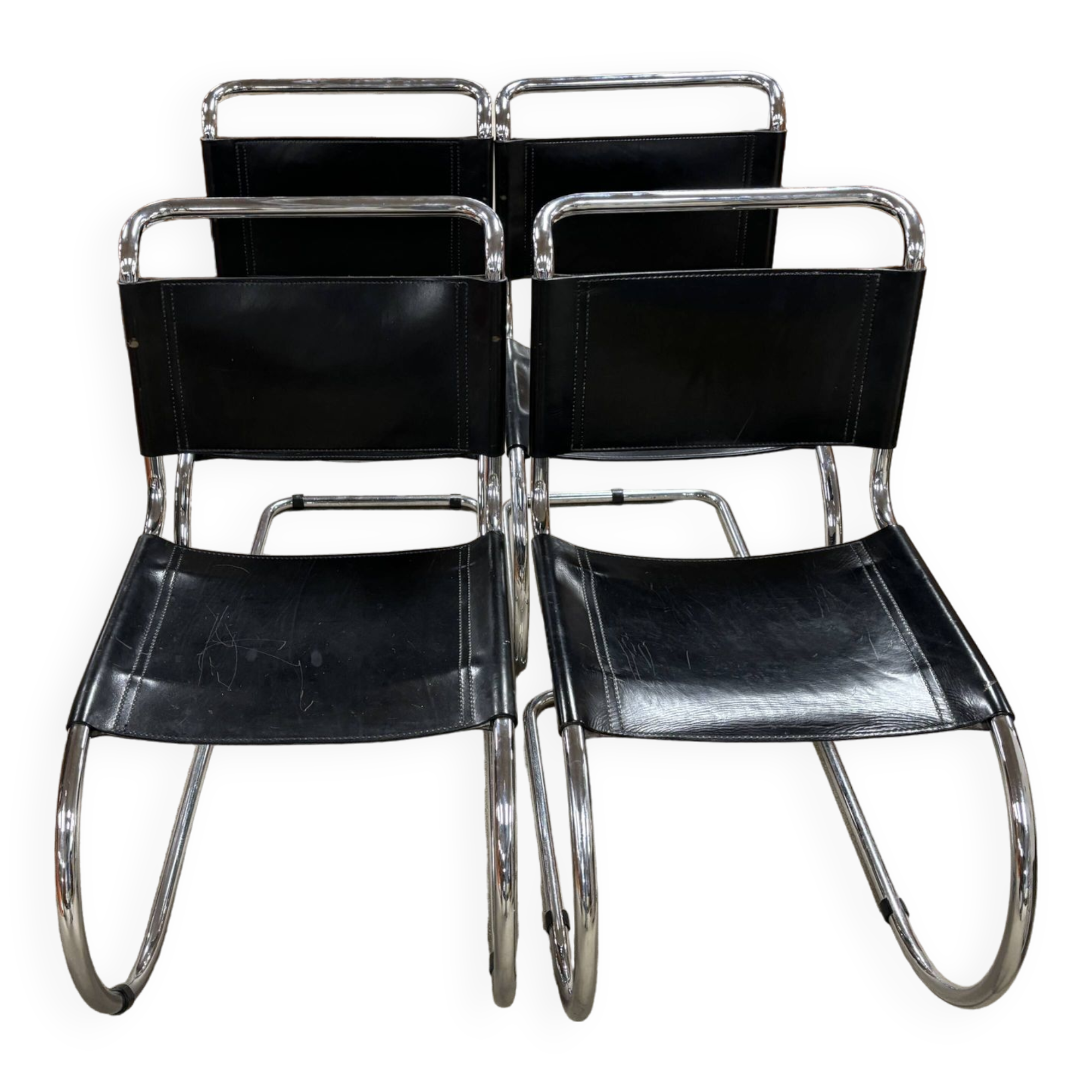 set of 4 MR side chairs by Ludwig Mies Van Der Rohe, Fasem edition, 1983