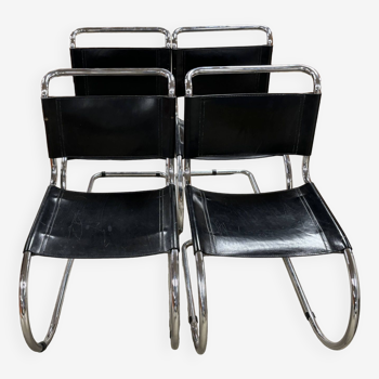 set of 4 MR side chairs by Ludwig Mies Van Der Rohe edition Fasem 1983
