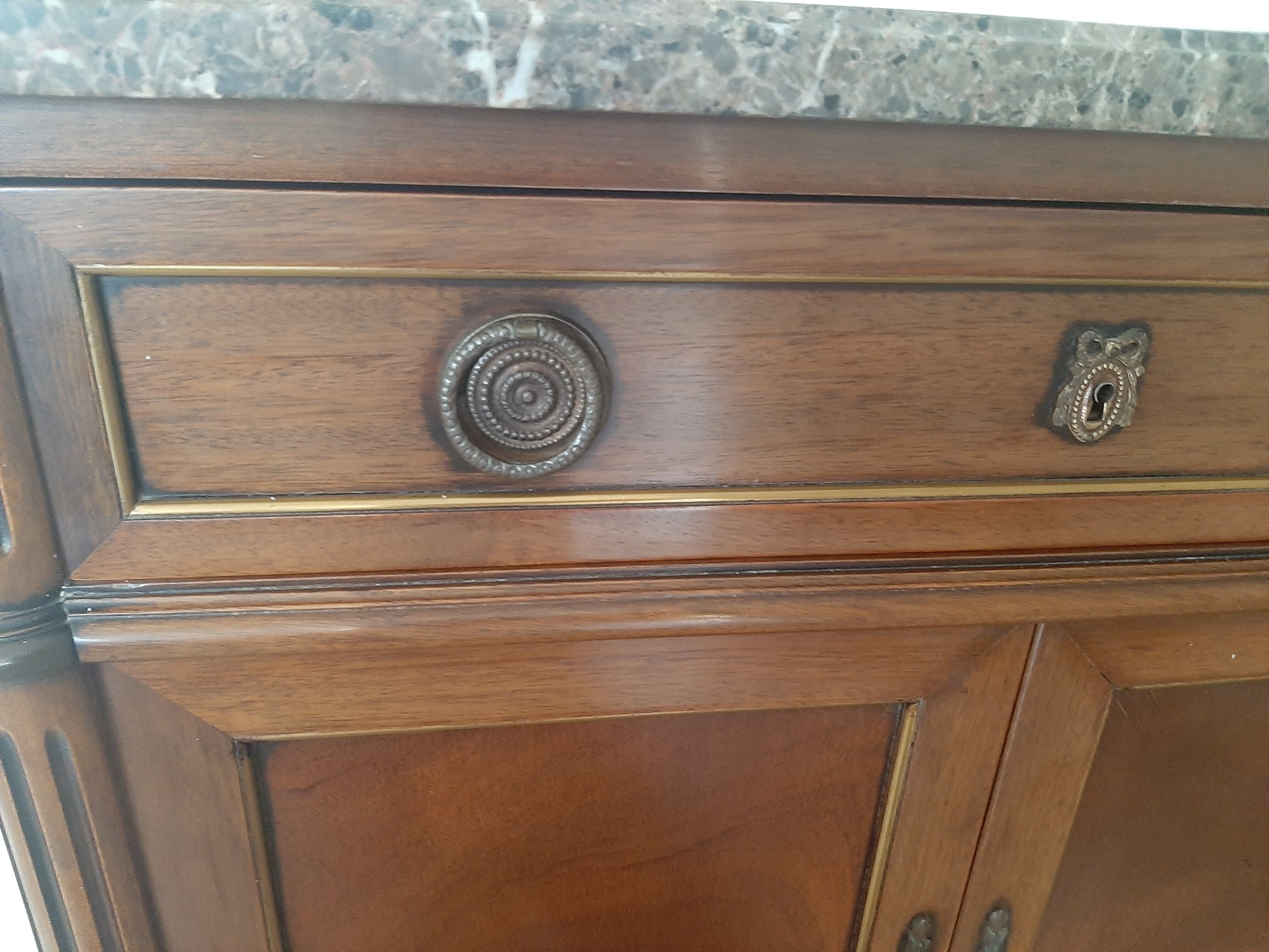 vintage - Small style chest of drawers - Louis XVI marble top with 1 drawer and 2 doors