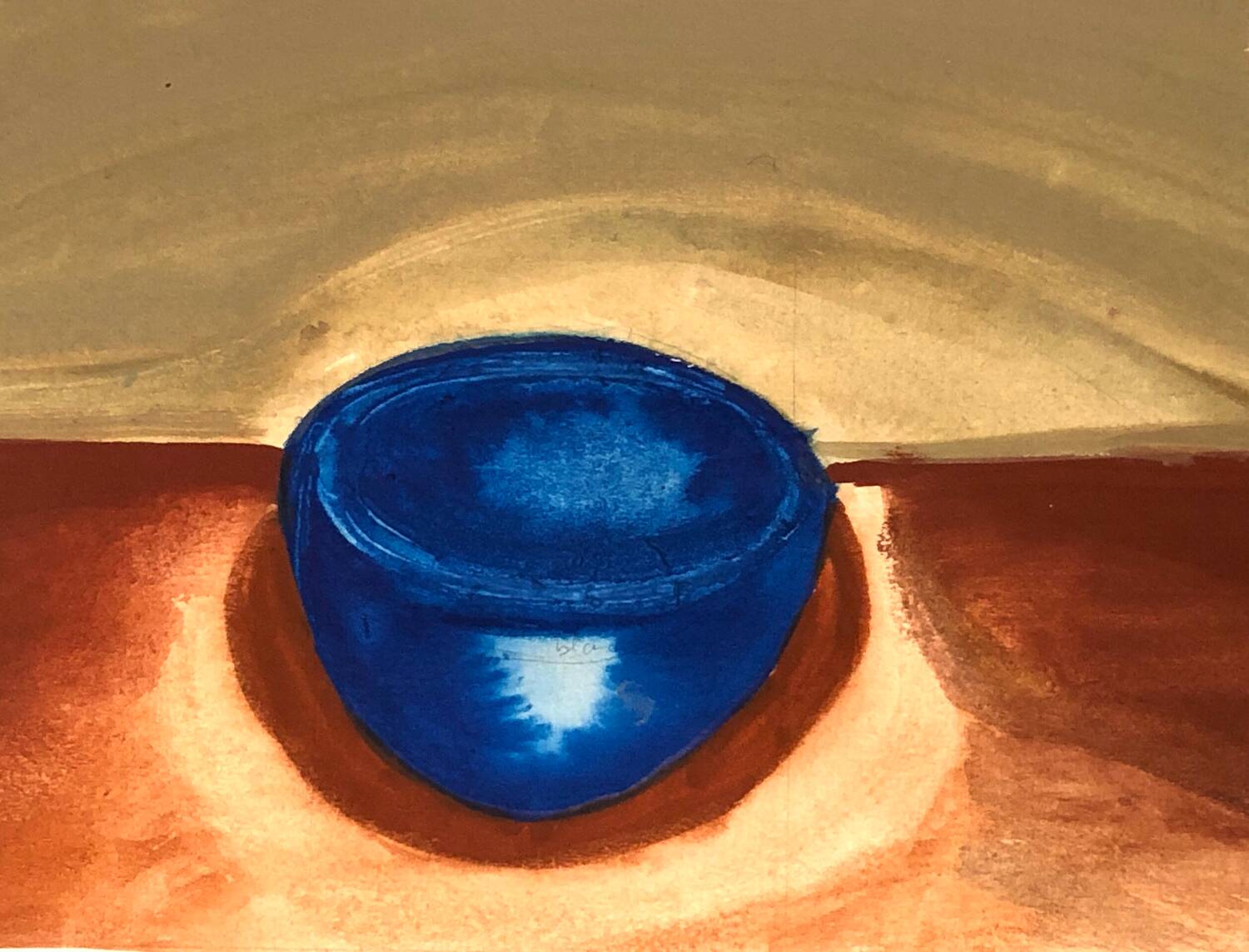 Gouache on paper Blue cup