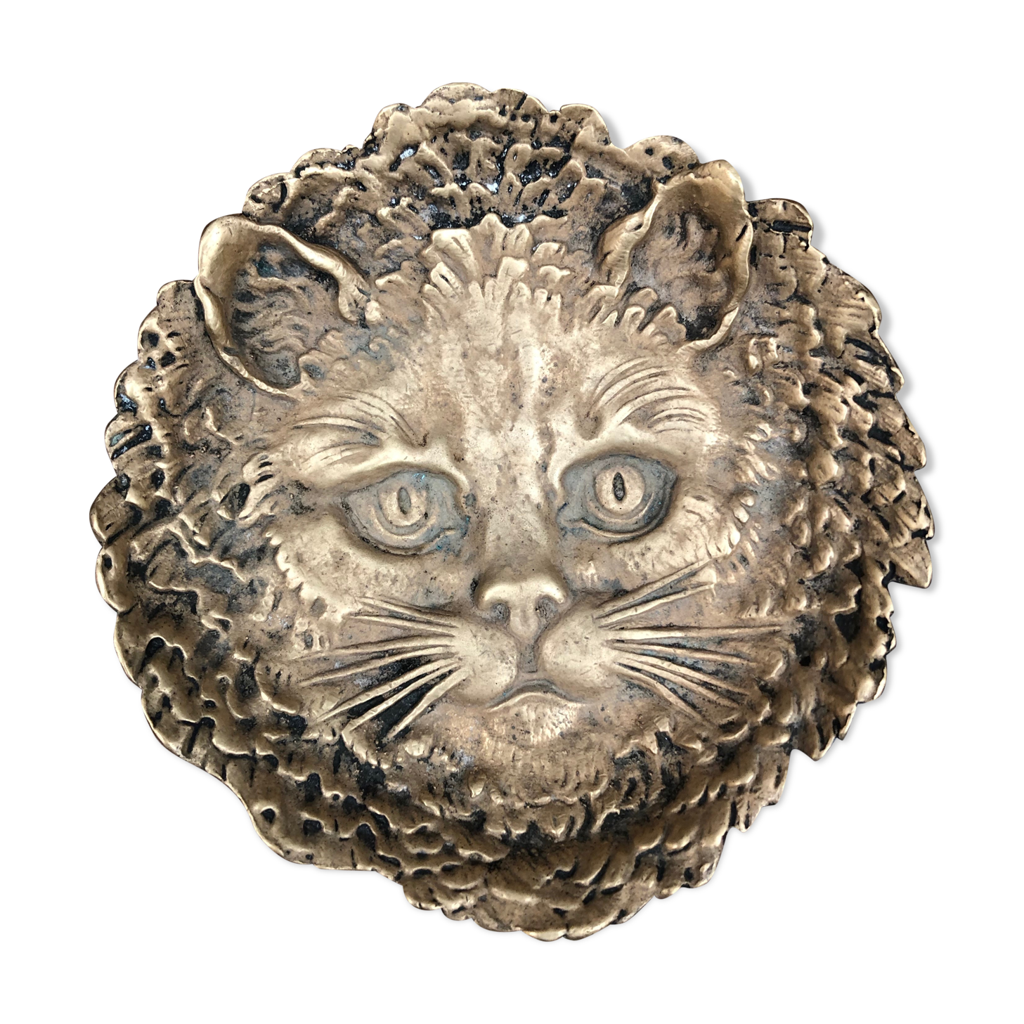 Bronze cat head trinket bowl