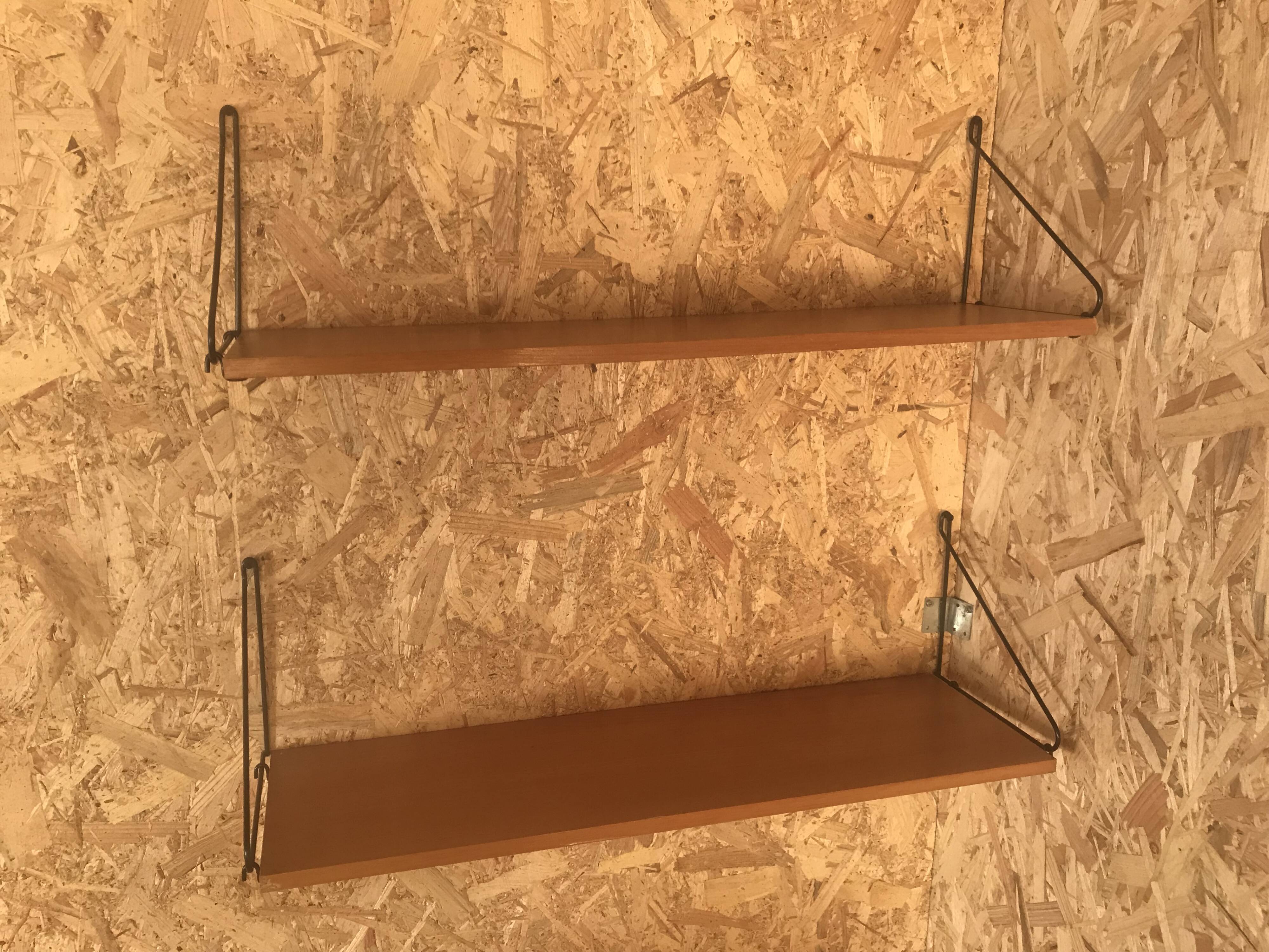 Set of two vintage string wall shelves