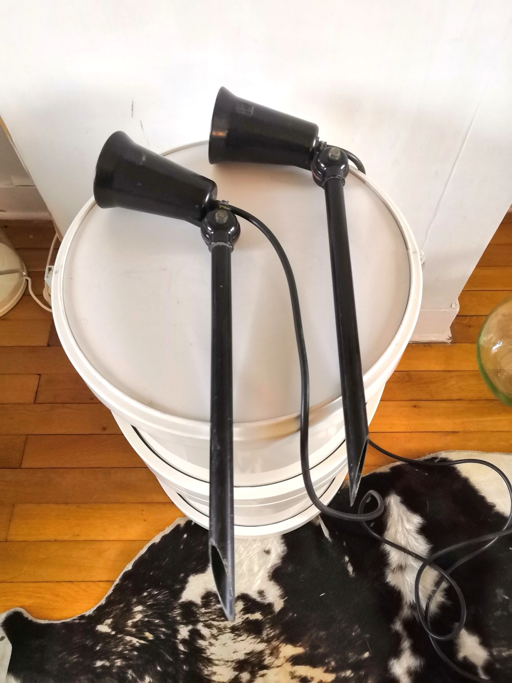 Pair of Lita sconces with steel rod design 70s