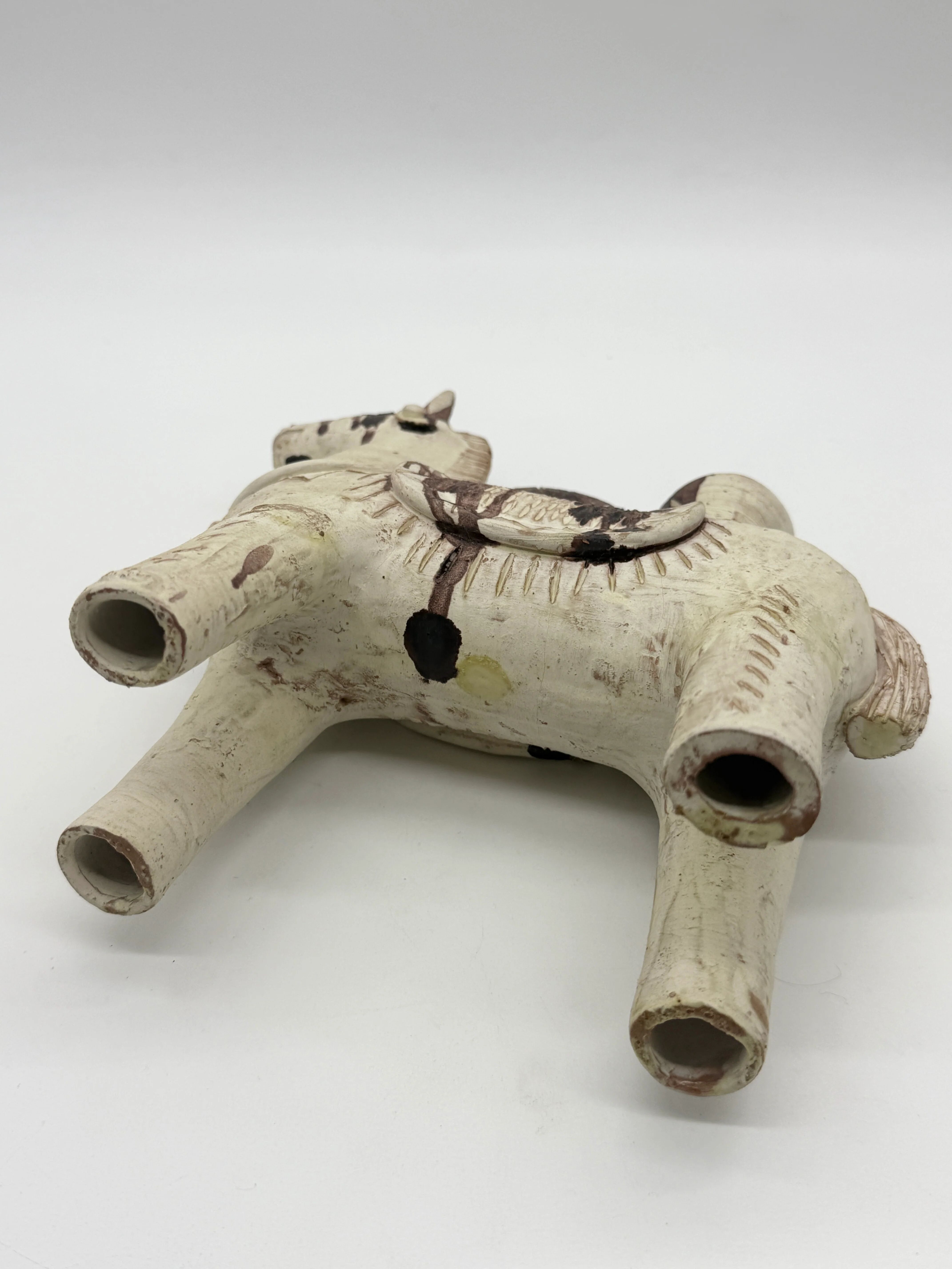 Ceramic candlestick horse, Sardinian, 1960s