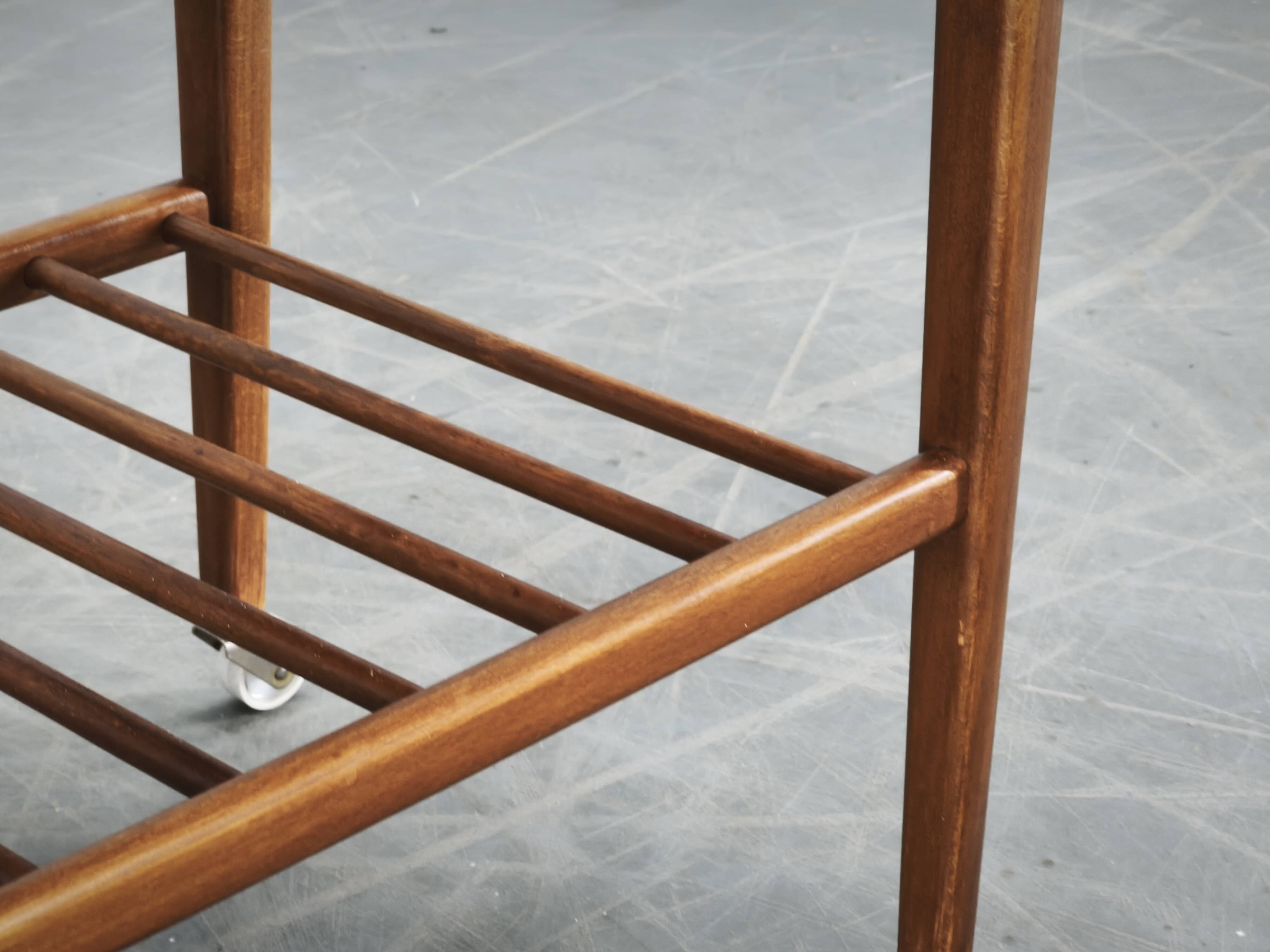 1960s Danish Modern Teak Serving Cart on Wheels