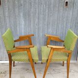Paire de fauteuils bridge vintage 1950s pieds compas design