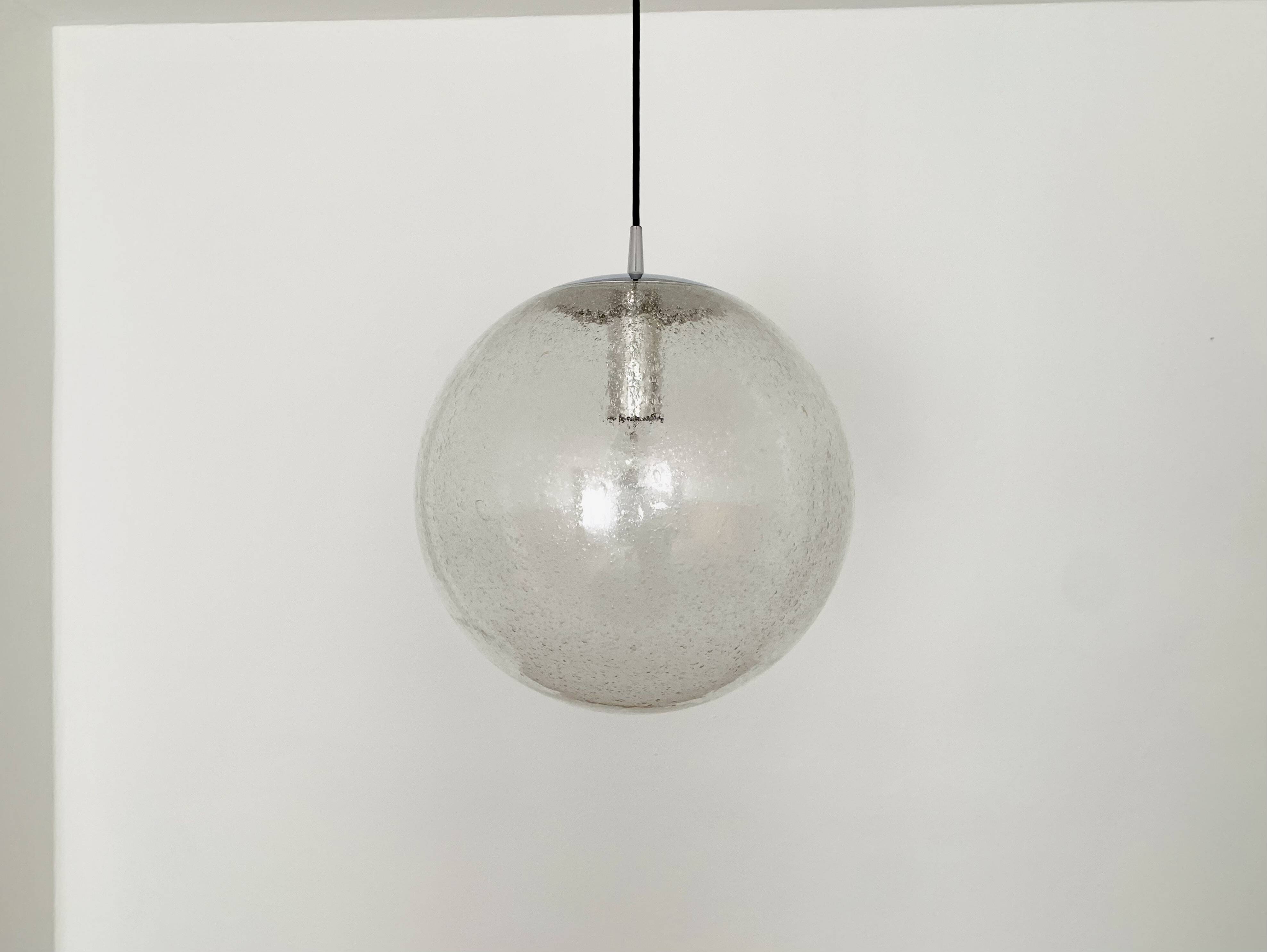 Large bubble glass pendant lamp by Peill and Putzler