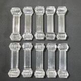 Lot of ten glass knife holders from portrieux/vintage