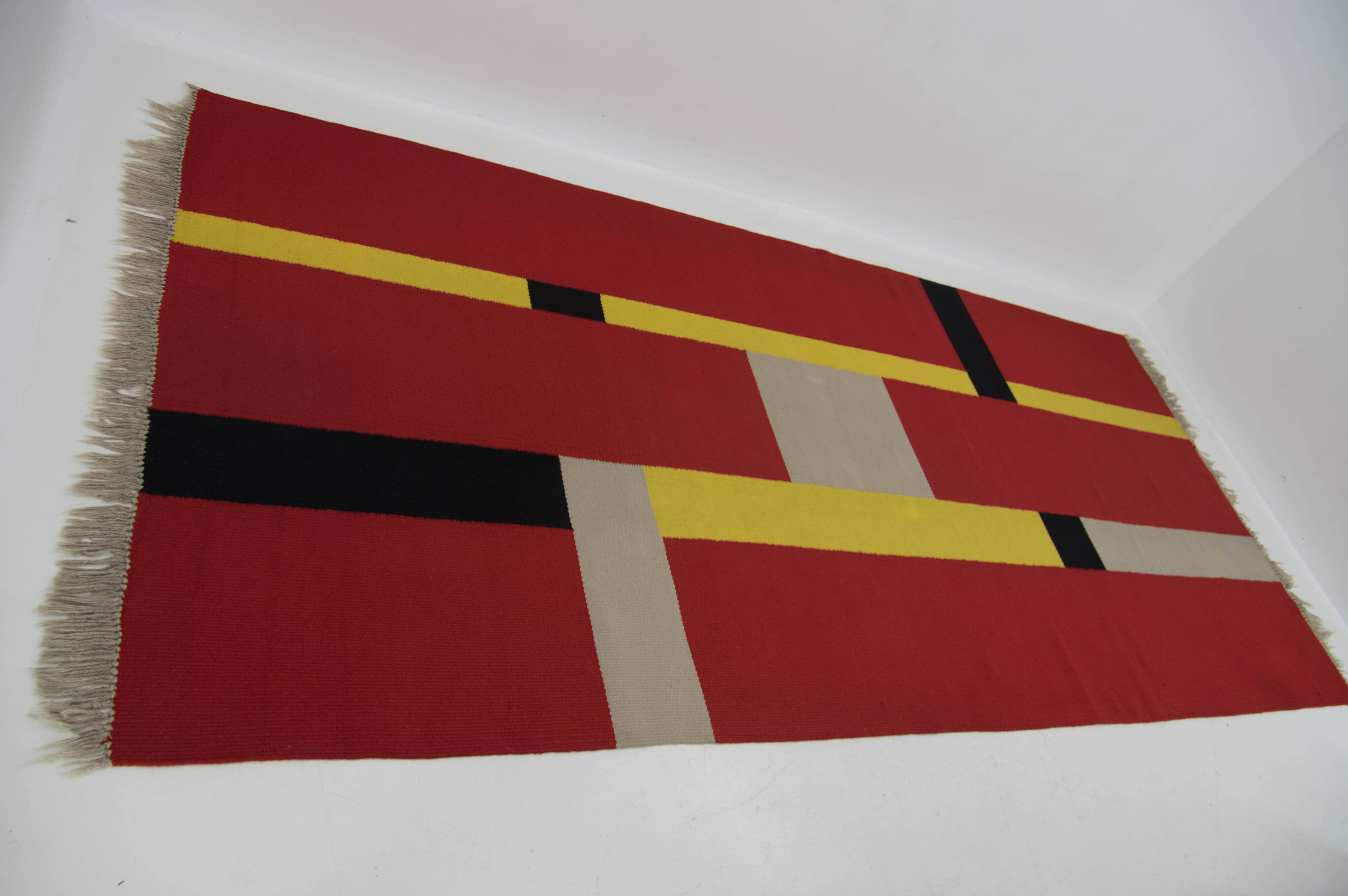 Rare Bauhaus Geometric Carpet, 1940s