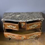 Louis XV style commode in marquetry from around 1920.