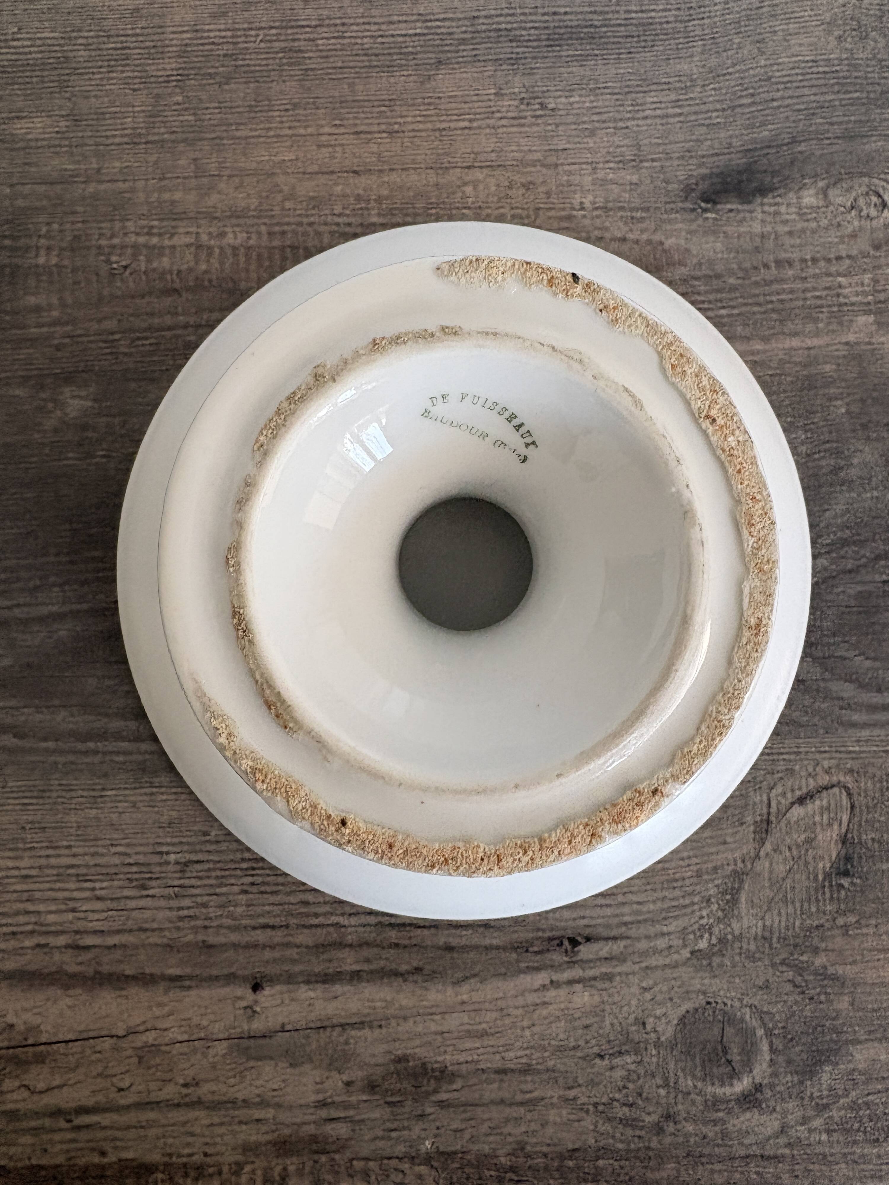 Antique compote dish in porcelain from Fuisseaux Baudour