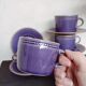 Set de 5 tasses à thé en grès couleur prune