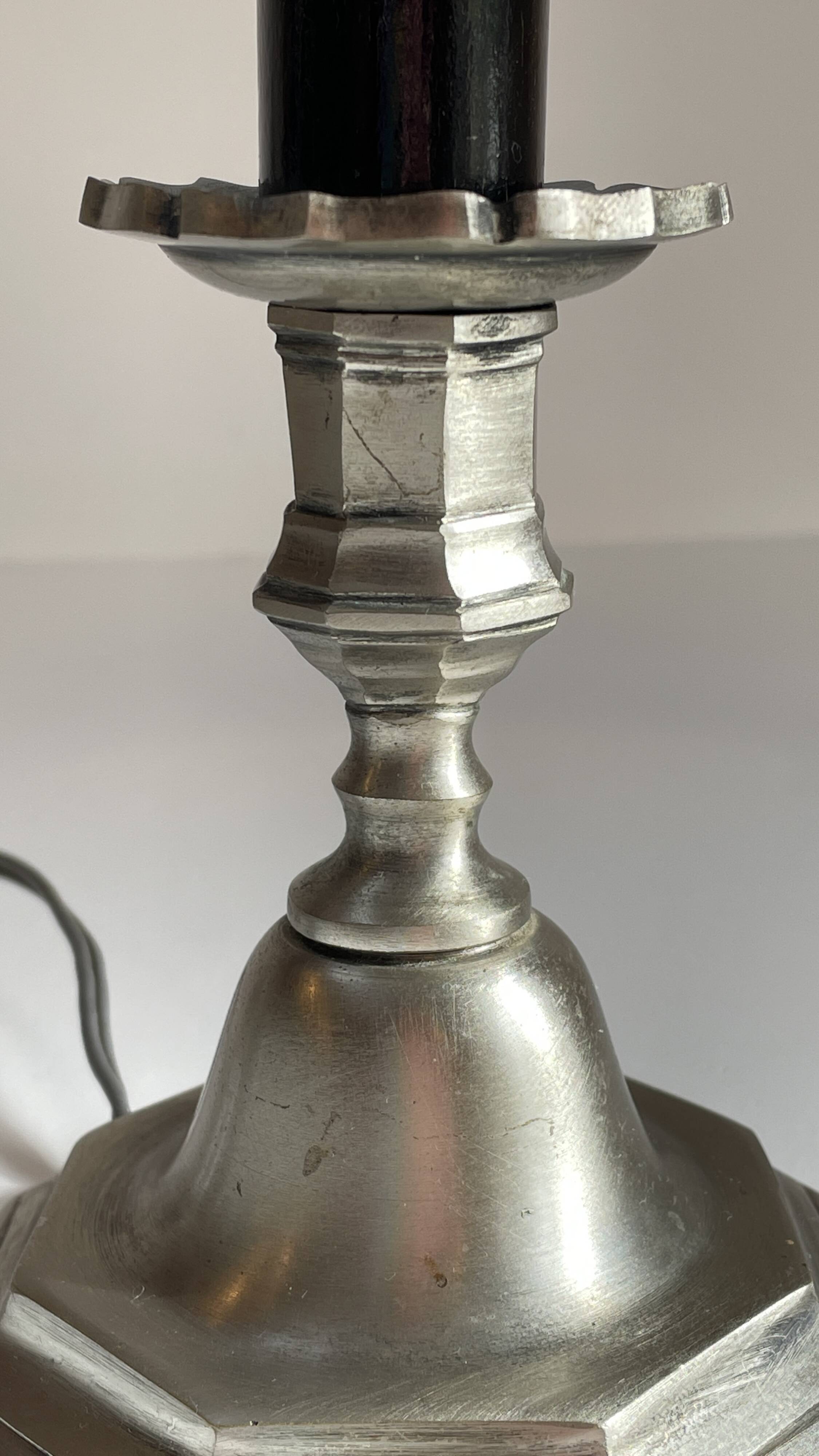 Lamp vintage steel and velvet candle holder
