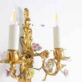 Paire d’appliques en bronze et à décor de fleurs. Circa 1880.