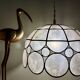 Vintage mother-of-pearl and brass lampshade pendant light