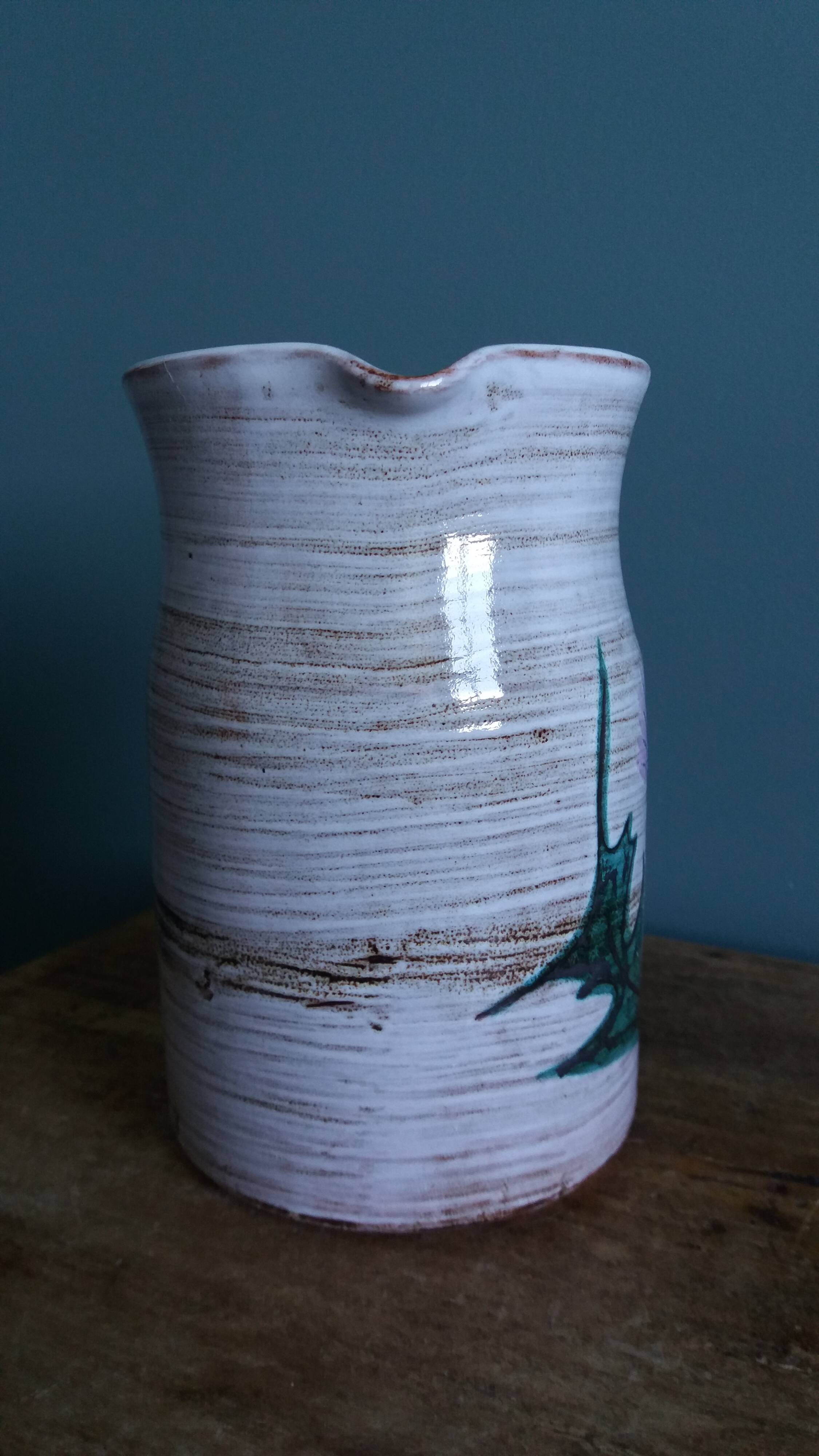 Decorative pitcher with thistle by Etienne Daniel, Vallauris