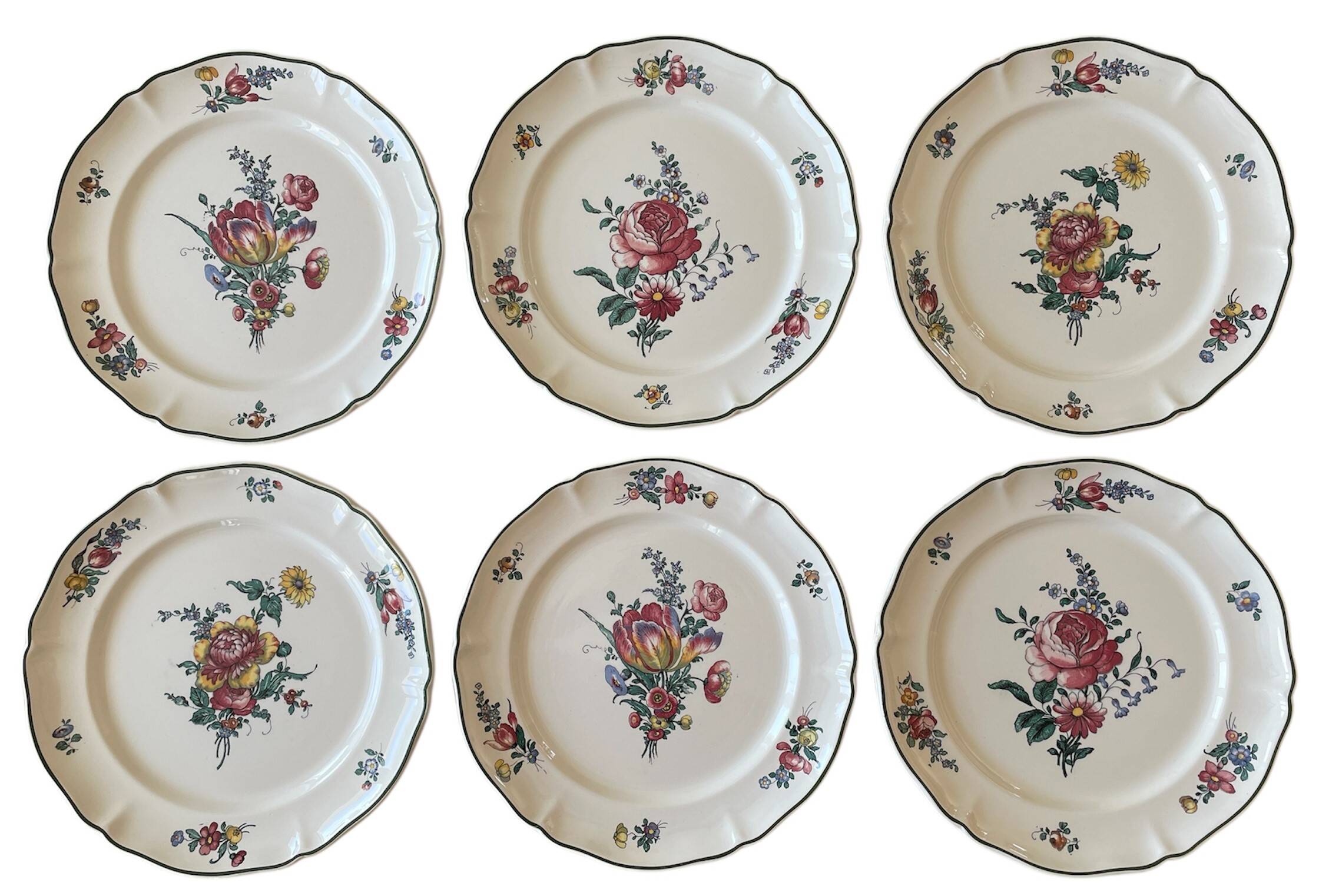 6 large antique earthenware dinner plates from Villeroy & Boch