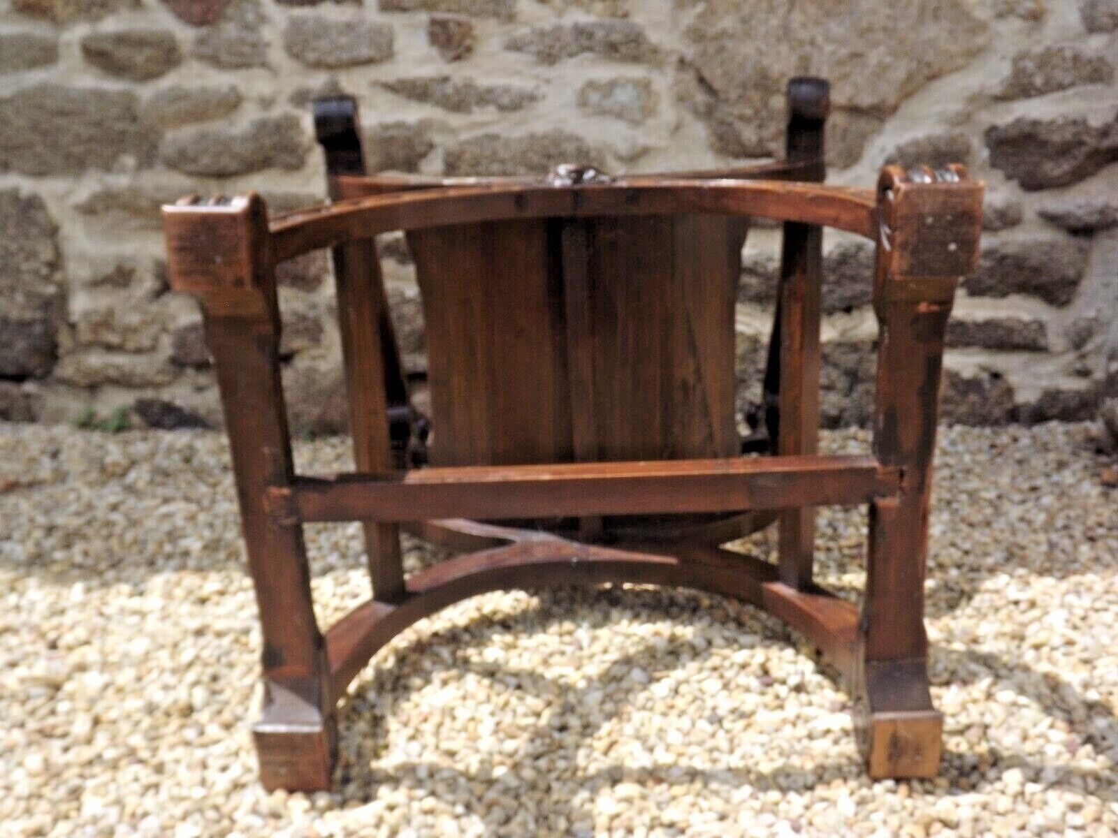 Dagobert armchair curule hard carved walnut demon head detail 3675