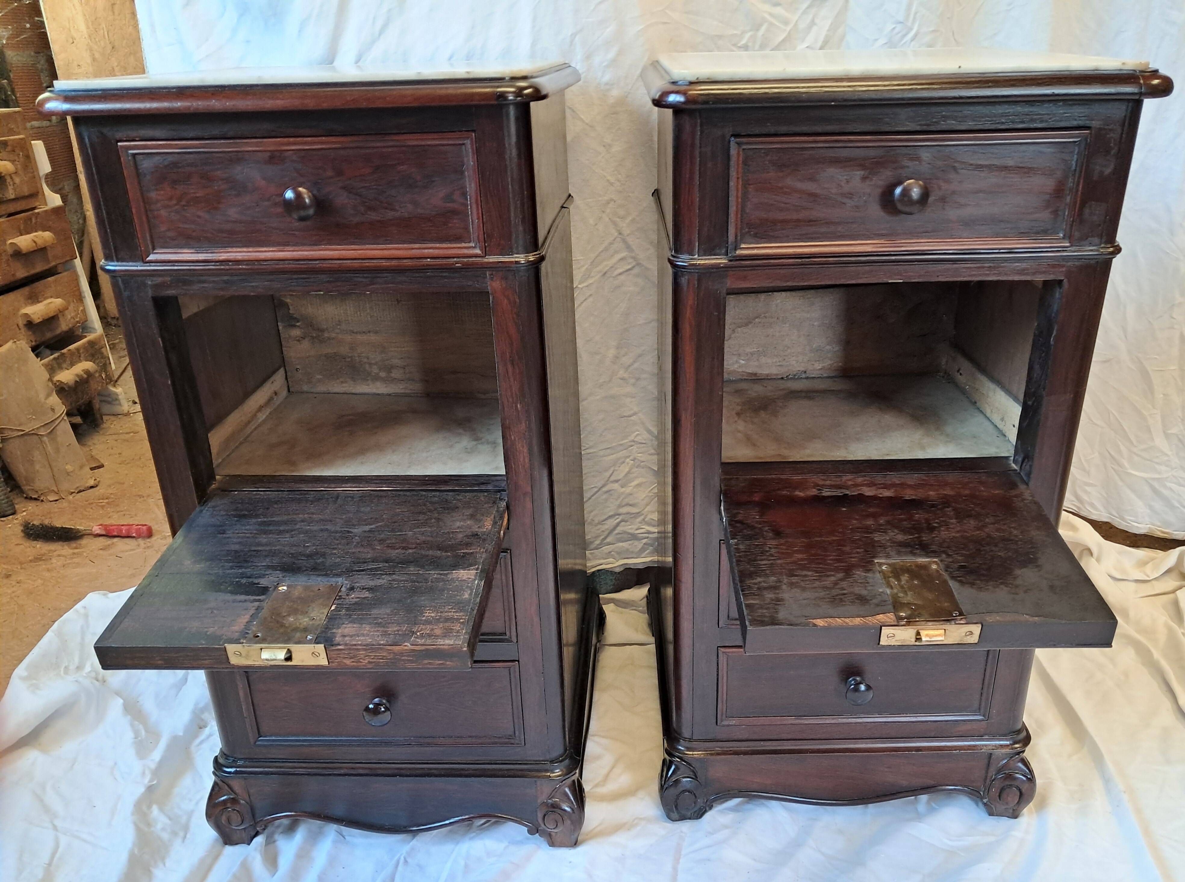 Pair of 19th century rosewood bedside tables