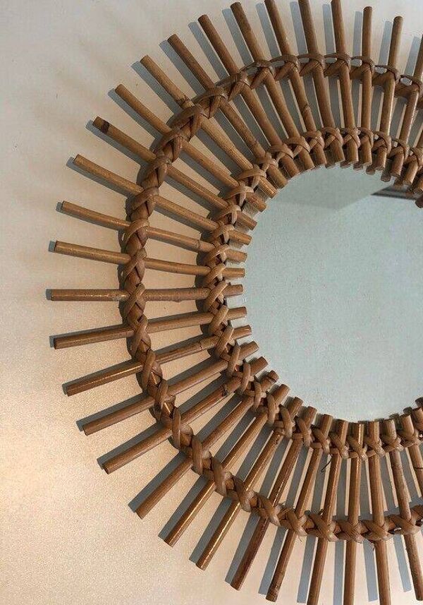 Petit miroir en rotin