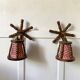 Pair of turned wood wall lights, 1960s