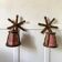 Pair of turned wood wall lights, 1960s