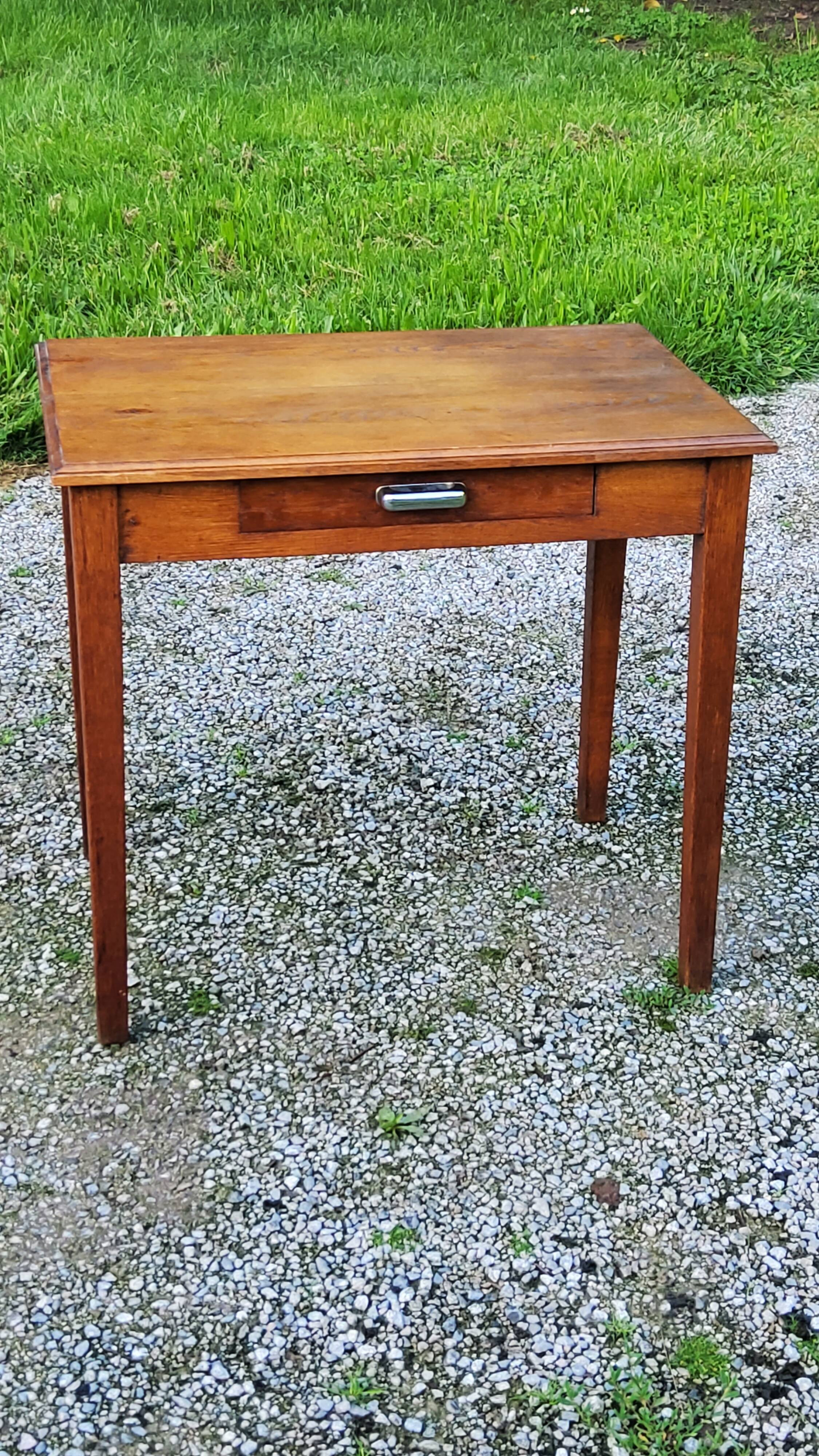 Oak writing table with spindle legs, early 20th century