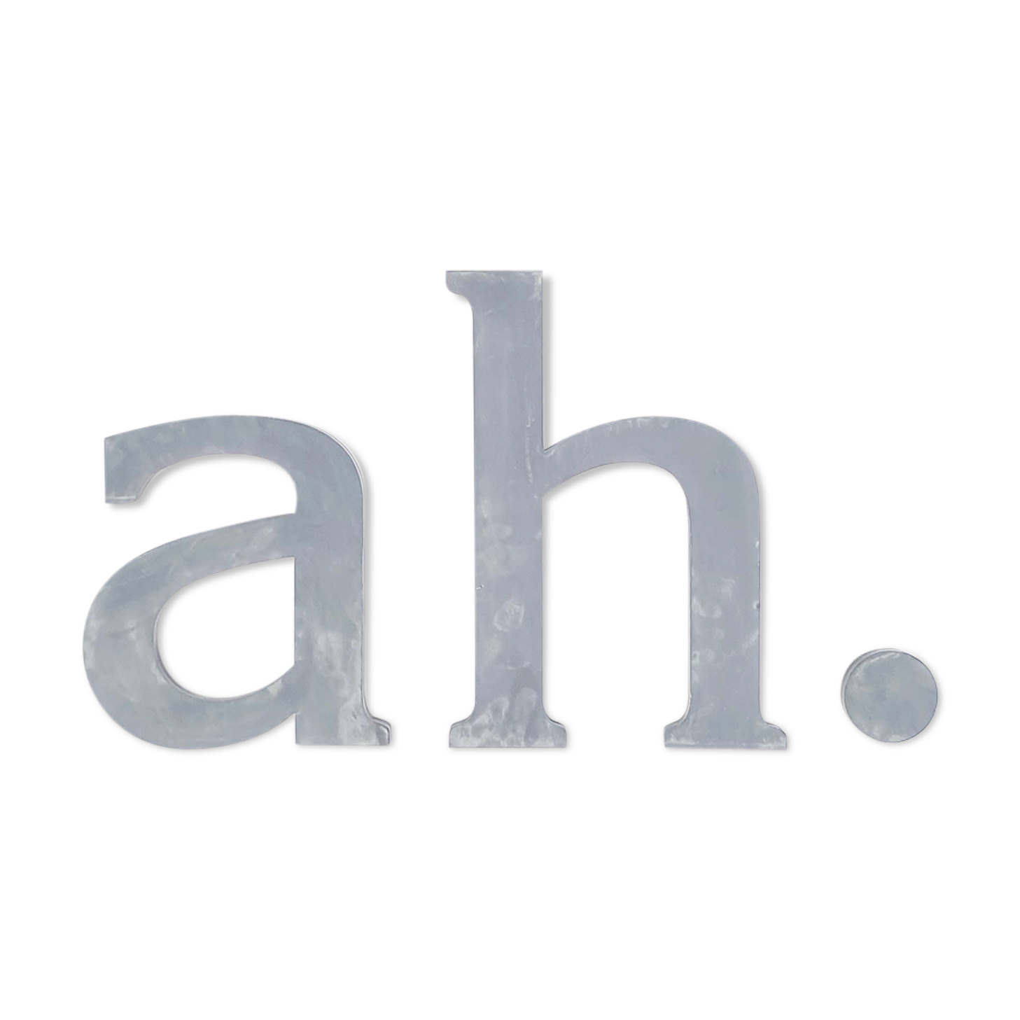 "Ah." sign letters from the patinated grey 70s