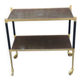 Desserte vintage sur roulettes laiton et palissandre
