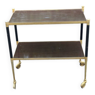 Vintage serving trolley on brass and rosewood wheels