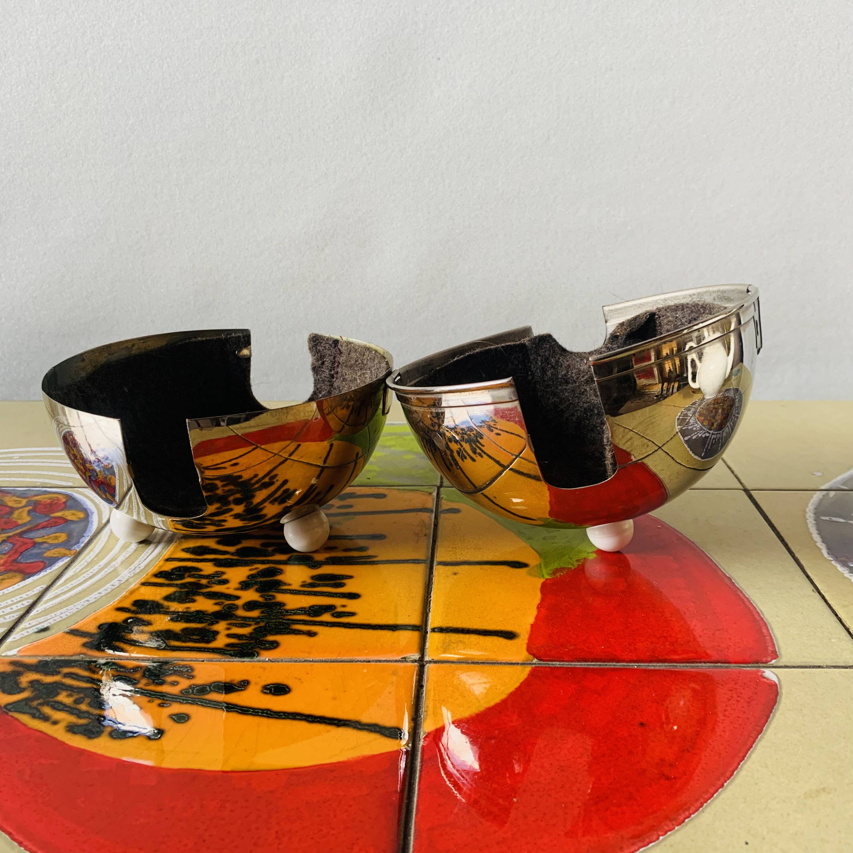 Old insulating teapot in ceramic and chrome metal - Dovo Tiel