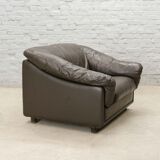 Comfortable Leolux Seal Brown Leather Lounge Chairs The Netherlands 1970s