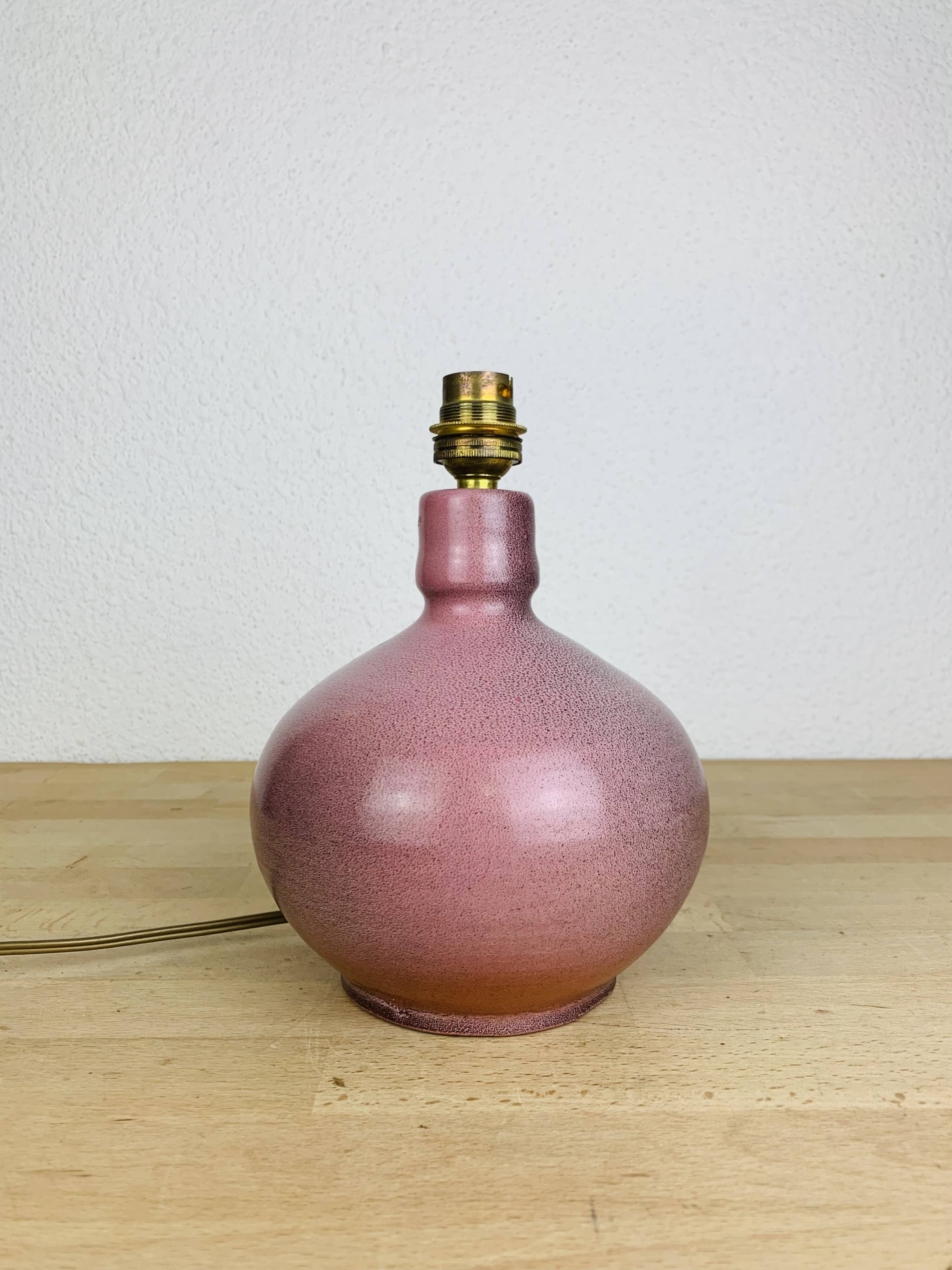 Pink ceramic ball lamp Vallauris, 60s, vintage