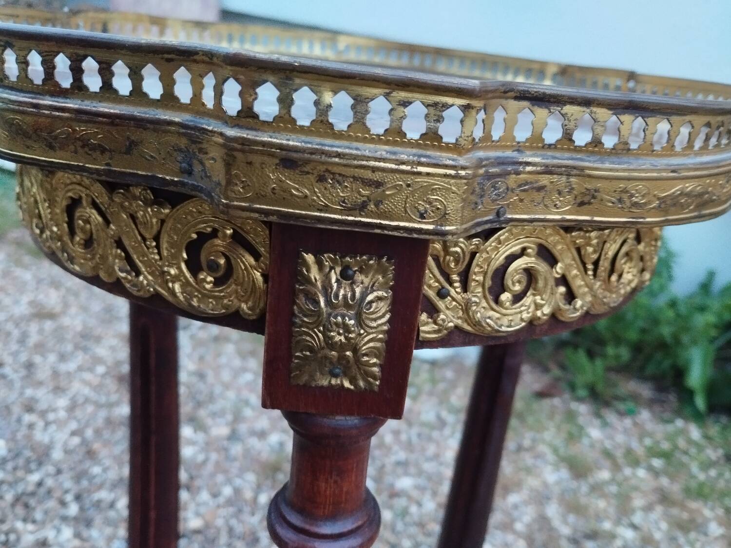 Antique Louis XVI style side table with marble top