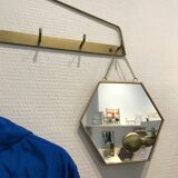 Brass hexagonal mirror 17x15cm