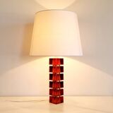 Grande lampe de table scandinave du milieu du siècle en verre et laiton par Carl Fagerlund pour Orrefors, Suède, 1960