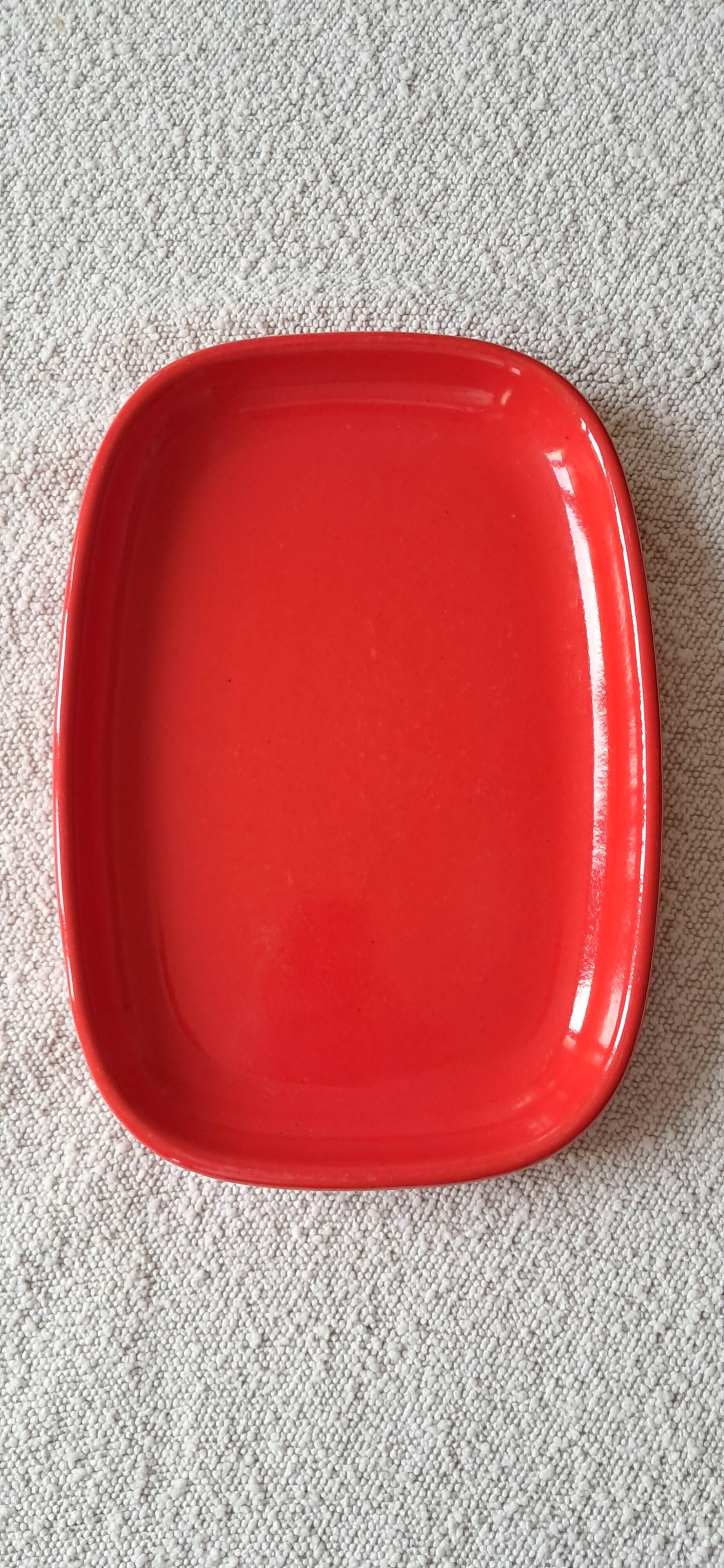 Bright red vintage serving dish