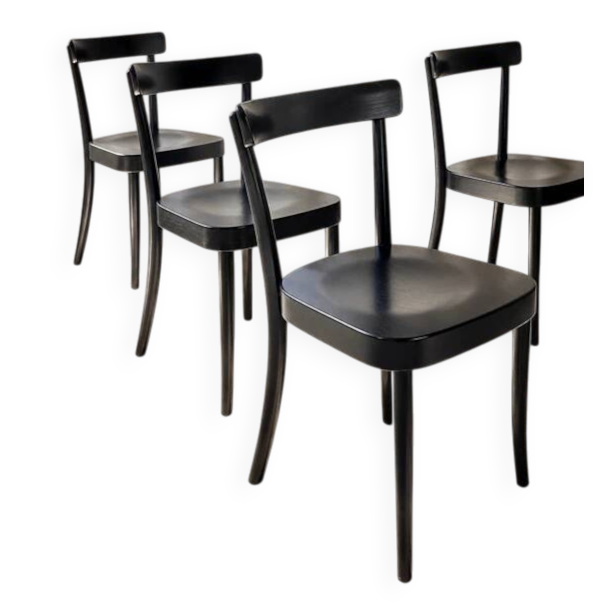 Set of four black Moser 1-250 wooden dining chairs, Werner Max Moser design