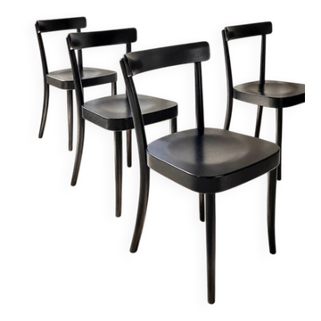 Set of four black Moser 1-250 wooden dining chairs, Werner Max Moser design