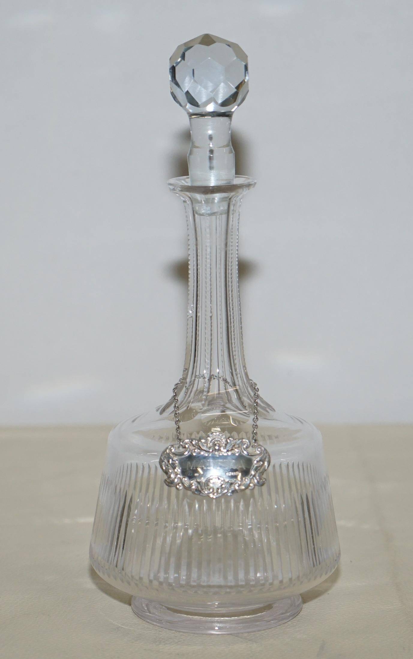 Antique Cut Crystal Carafe Sterling Madeira 1973