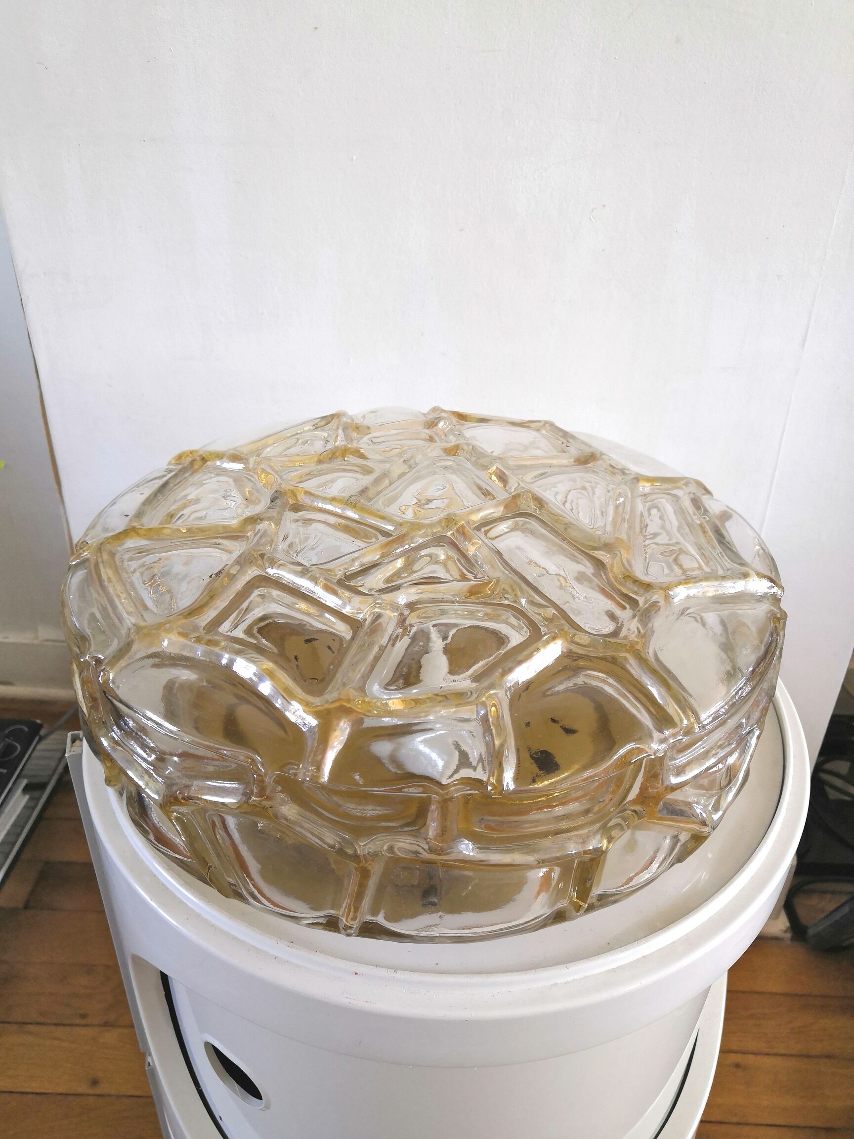 Vintage ceiling lamp in bubbled glass design Profassung 70s - 80s