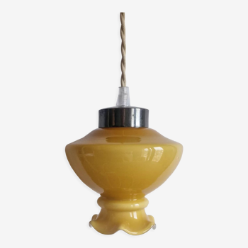 Baladeuse en opaline ocre en lampe de chevet