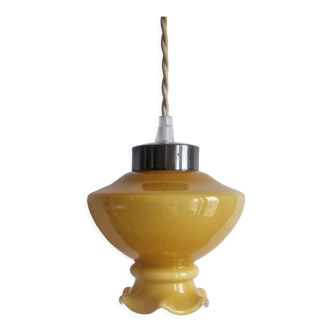 Baladeuse en opaline ocre en lampe de chevet