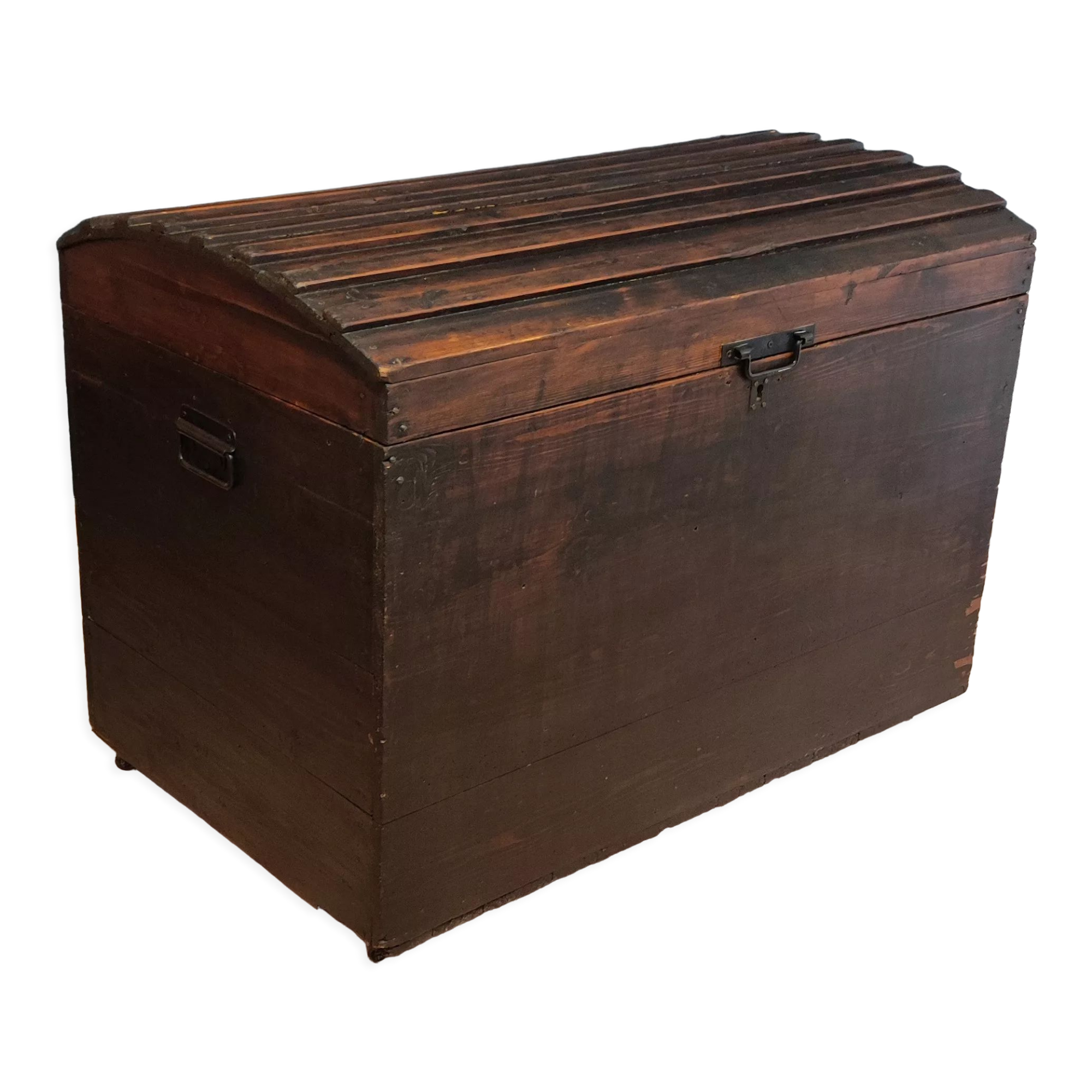 Ancienne Malle En Bois – Coffre De Rangement Vintage – 65x40x51 Cm