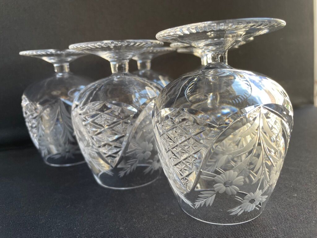 6 cognac glasses – blown and cut crystal