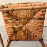 Vintage Art Deco wood and straw corner chair, 1930s