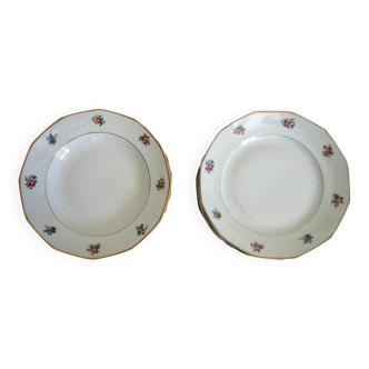 Set of 20 flat plates and 10 vintage soup plates CHR